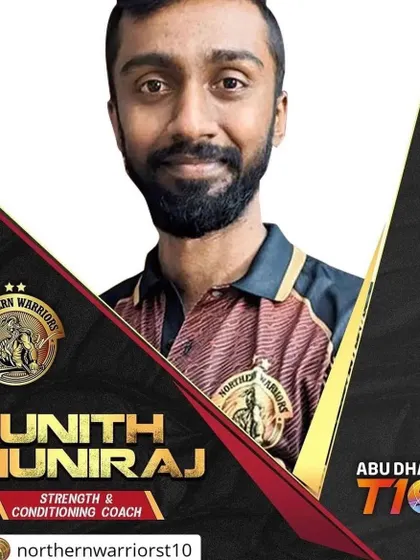 A3's own Punith Naidu, serving as the Head Strength and Conditioning Coach for the Northern Warriors in the T-10 Tournament. Our expertise is recognized on the international stage.