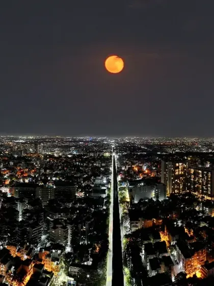 I captured this 180-degree panoramic view of the Blood Moon rising over South Bengaluru. It shows how I can document unique city-wide events from a perspective no one else can get.