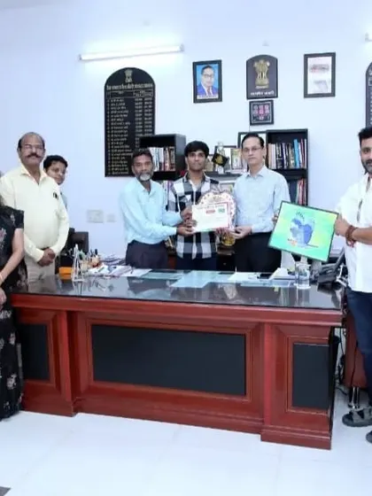 A very proud moment for me, receiving an award from the District Collector. It feels amazing to be recognized for my art.