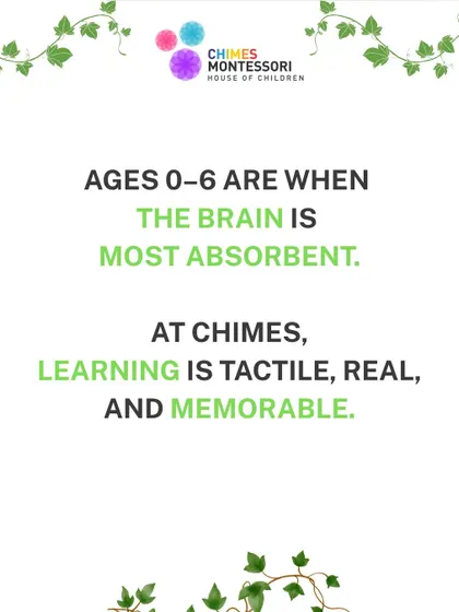The years from birth to age six are when the brain is most absorbent. We make learning tactile and memorable to honor this critical developmental period.
