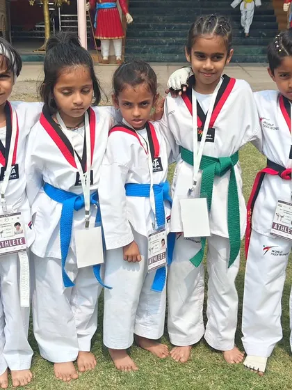 Our little champions ready to compete at the 3rd Taekwondo for All championship in Pune.