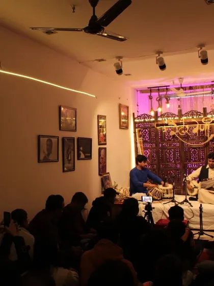 This is the view from our intimate baithak at the Swarveni academy. The artists and the audience share the same space, creating a powerful, collective energy that makes the music a truly shared experience.