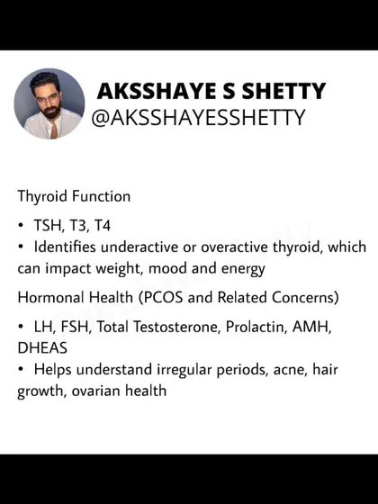 For hormonal health, especially with concerns like PCOS, key blood tests include Thyroid Function (TSH, T3, T4) and a hormone panel (LH, FSH, Testosterone). These help us understand the root cause of symptoms.