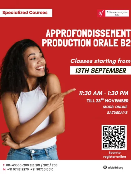 Boost your fluency with our specialized online course for B2 oral production. This class will help you build confidence and refine your spoken skills to speak freely on any topic.