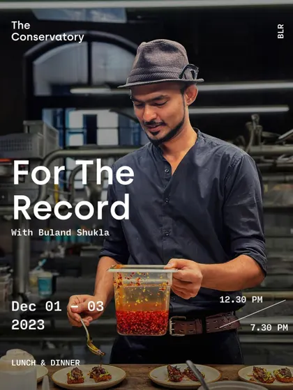 We hosted Buland Shukla from For The Record, Goa's first vinyl bar, for a pop-up focused on innovative ferments. This poster captures his creative spirit, showcasing his hands-on approach to crafting unique, flavor-driven dishes.