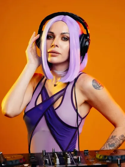 Another shot from our purple and orange themed photoshoot, perfect for creating eye catching event posters.
