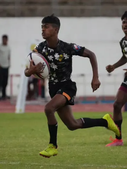 A player from the West Bengal U18s team on the run. We are delighted to see players from the grassroots programs we support succeeding on the national stage.