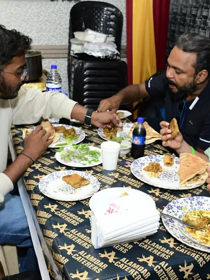 Candid moments of guests enjoying their food at our banquet.