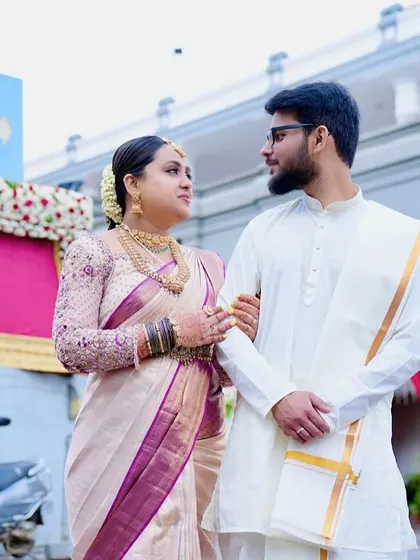 A sweet moment between the bride and groom.