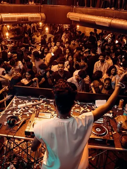 My point-of-view of the massive crowd at FLO Church Street, with confetti littering the DJ console.