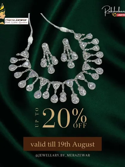 This beautiful white stone necklace set is part of my Rakshabandhan limited offer. The delicate, dangling design gives it a graceful and modern look.