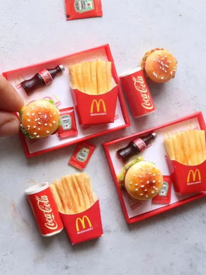 Who doesn't love a classic fast-food meal? This miniature McDonald's combo, complete with a burger, fries, and a tiny coke, is one of the most fun projects. I'll show you how to get all the details just right, including the branded packaging.