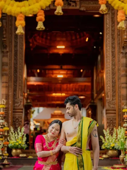 The serene beauty of a South Indian wedding, rich with tradition and colour. We have a deep appreciation for diverse cultural ceremonies and are experienced in capturing the unique rituals that make your day special.