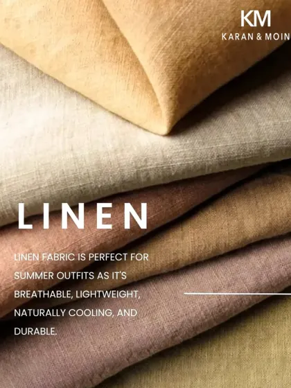 A close-up of fine linen fabrics, perfect for summer. I help clients choose materials based on their needs, and linen is a top choice for its breathability, natural cooling properties, and durability.