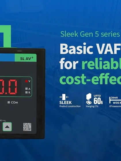 The Sleek Gen 5 VAF meter is my answer for reliable and cost-effective panel solutions. It combines essential measurements into a single, compact unit, shown here with its wide measurement range capability.