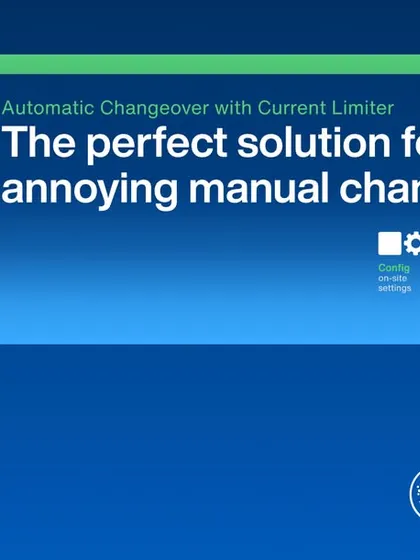 A wide-format banner for our iACCL M300, explaining how it solves the problem of manual changeovers. It is a go-to solution for apartments, villas, and commercial complexes needing reliable power backup.
