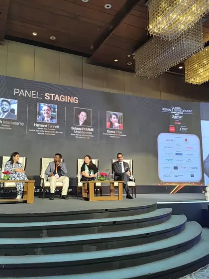 The full panel on 'Staging' at the #HIMarriottGDDC event, where we discussed the role of art in creating memorable guest experiences.