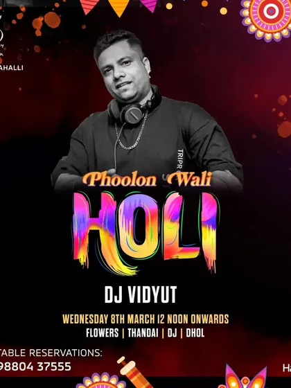 My individual feature poster for the "Phoolon Wali Holi," highlighting my presence at this special themed party.