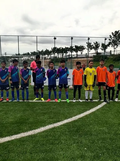 The U13 team lined up before their match against South United FC.