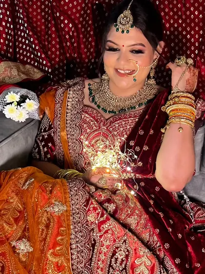 The complete look, with the bride looking radiant and ready for her big day.