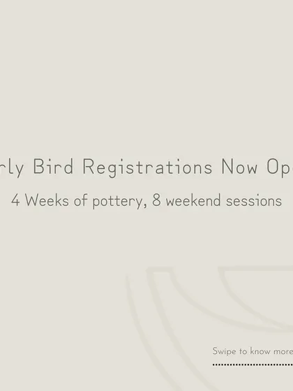 We're excited to open registrations for our 4-week beginners pottery workshop, which includes 8 weekend sessions.