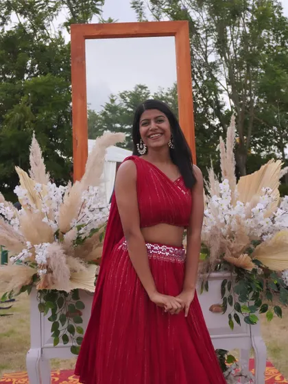 Ready for the wedding season glam. This red lehenga was perfect for a vibrant wedding event, blending tradition with modern style.