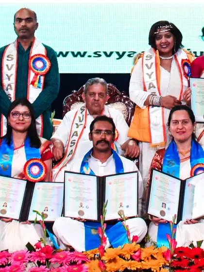 Photos from my M.Sc. in Yoga convocation at S-VYASA. Receiving the degree from Guruji himself was the culmination of years of dedicated study and practice.