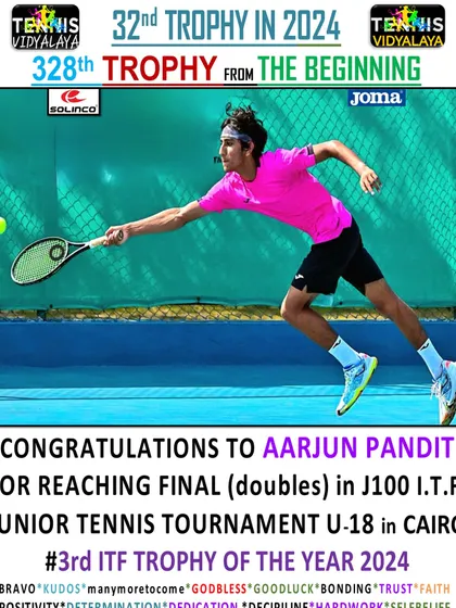 Reaching the doubles final at the J100 ITF Junior tournament in Cairo, his 3rd ITF trophy of the year.