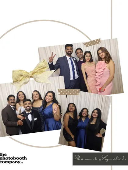 A collage of memories from Shawn & Lynstel’s wedding reception. Our service provides a variety of shots, from formal group photos to fun candids, all instantly printed for guests.