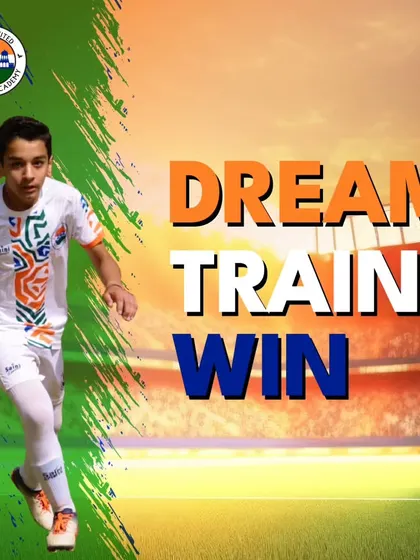Dream, Train, Win. This is our mantra. A young player runs with determination, ready to turn his football dreams into reality.