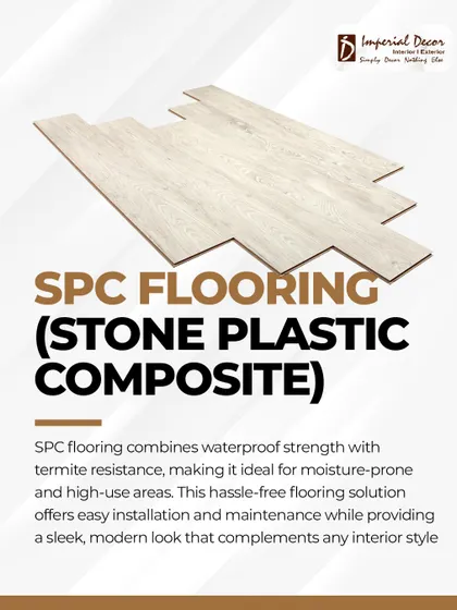 SPC (Stone Plastic Composite) flooring combines waterproof strength with termite resistance, making it ideal for moisture-prone and high-use areas. This hassle-free solution offers easy installation and maintenance while providing a sleek, modern look that complements any interior style.