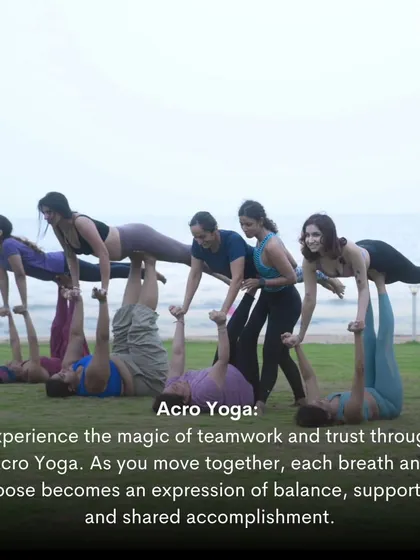 Experience the magic of teamwork and trust through Acro Yoga. On my retreats, we explore how each breath and pose becomes an expression of balance and shared accomplishment.