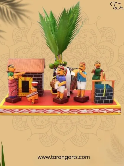 This Kondapalli village set captures the charm of rural Indian life. While made from Tella Poniki wood, it represents our commitment to preserving various regional toy-making traditions, offering delightful, handcrafted narrative scenes for decor and collection.