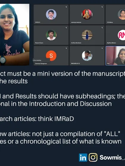A screenshot from a year end Q&A session, where we discussed key takeaways on writing research articles, review articles, and structuring abstracts.
