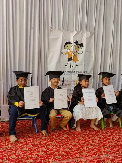 Our proud graduates with their completion certificates. This ceremony marks the end of their Montessori journey with us and the beginning of their next big adventure.