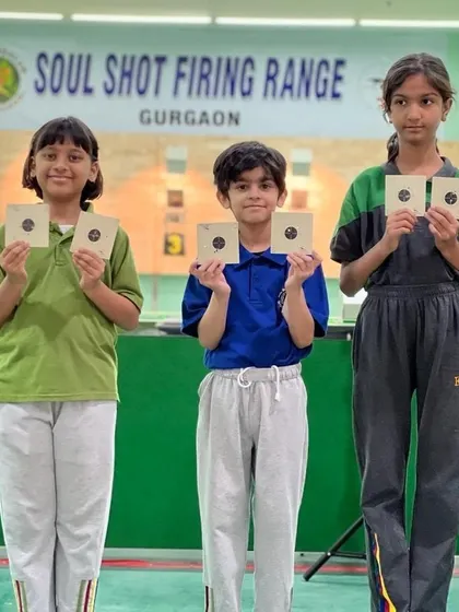 A group of young athletes at our Gurgaon range. We welcome children of all ages to learn the sport in a safe environment.
