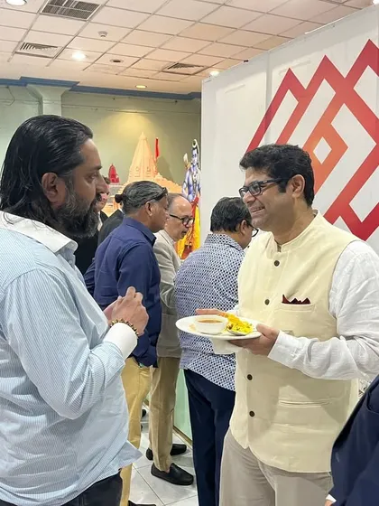 Discussing our food with H.E. Mr. Vinod K Jacob, the Indian Ambassador to Bahrain, at the THMC event. It was a privilege to be part of this celebration.