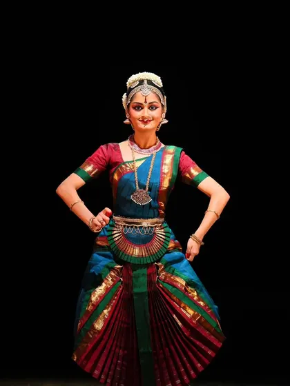 I am filled with pride seeing my students blossom on stage. Here is one of my dedicated disciples, Srujana Purohit, captured in a moment of powerful stillness during her performance, embodying the grace and strength we cultivate in our classes.