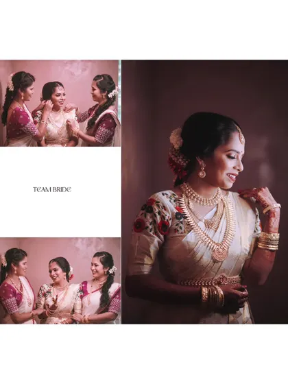 A collage celebrating "Team Bride," with beautiful portraits of the bride and her supportive bridesmaids.