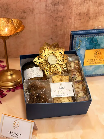 Another look at the 'Diwali Joy Box', elegantly packed and ready to bring joy to your loved ones.