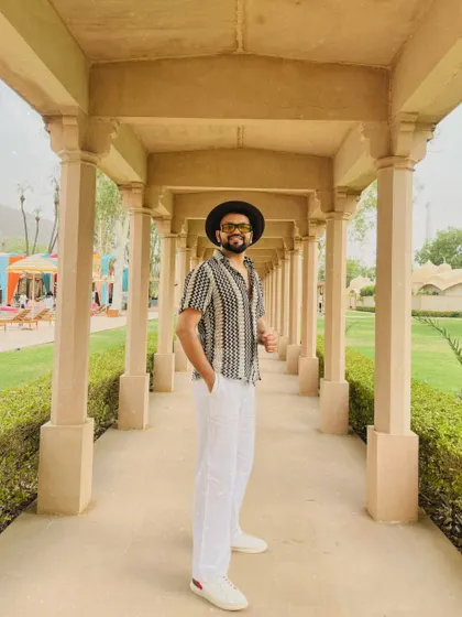 Posing in a beautiful corridor at a destination wedding venue. I always take a moment to appreciate the stunning locations I get to work in.