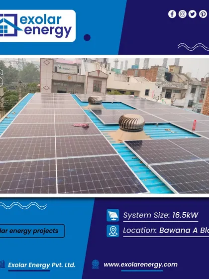 A 16.5 kW solar installation in Bawana A Block, designed to maximize energy generation on an industrial building's rooftop.