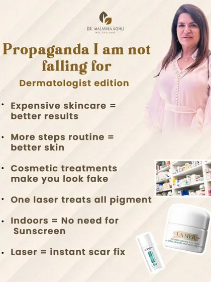 As a dermatologist, I do not fall for skincare propaganda. This post debunks common myths, such as "expensive skincare equals better results" or "cosmetic treatments make you look fake." Science and consistency are what truly matter.