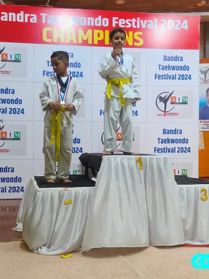 Our young warrior Aariz on the number one spot. He secured a gold medal in Kyorugi at the Bandra Fest Championship 2024.