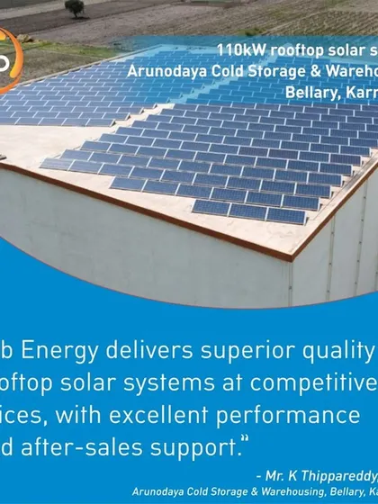 Arunodaya Cold Storage, which serves chilli farmers in Bellary, now covers 84% of its daytime electricity needs with a 110-kilowatt system, saving over INR 90 thousand per month.