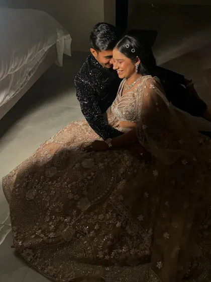 The joy and love between the couple are palpable. I create looks that allow my clients to feel comfortable and express themselves freely.