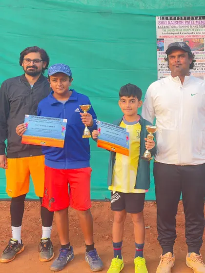 The winners and runners-up of the Boy's Doubles at the 6th Shri Rajesh Patel Memorial AITA Championship Series.