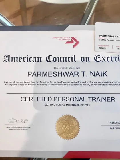 This is the goal: the official American Council on Exercise certificate. This document, earned by our student Parmeshwar, represents a global standard of excellence in personal training.