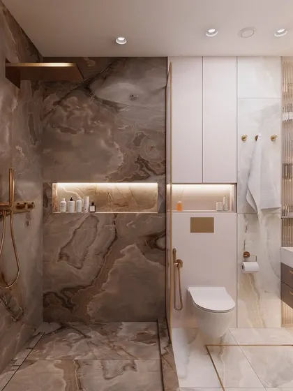 We believe luxury is in the details. This bathroom design incorporates a built-in shower niche for clutter-free storage, warm LED backlighting for a hotel-like ambiance, and concealed fittings for a sleek, easy-to-clean finish. These are the small upgrades that make a big difference in our projects.