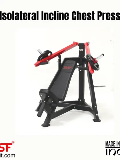 An angled view of the unloaded Isolateral Incline Chest Press machine.